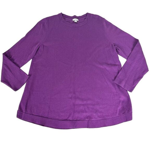 J. Jill Large Purple  Long Sleeve Crew Neck Sweater - Picture 4 of 7